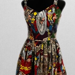 Marvel Comics Dress – Handmade Fit & Flare Superhero Print